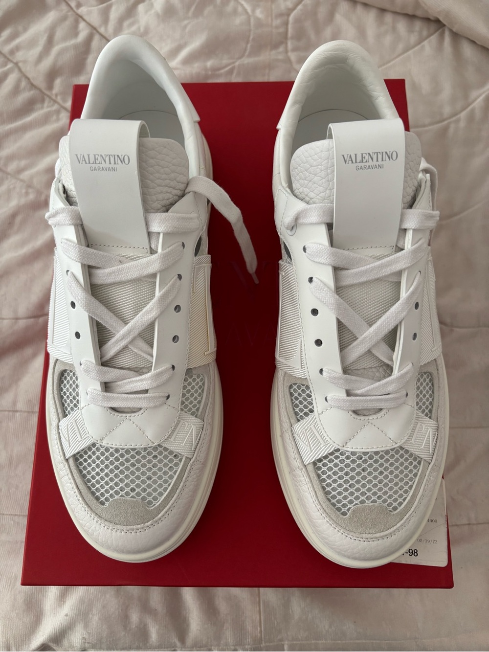 Valentino Garavani White Leather & Mesh Low-Top Sneakers